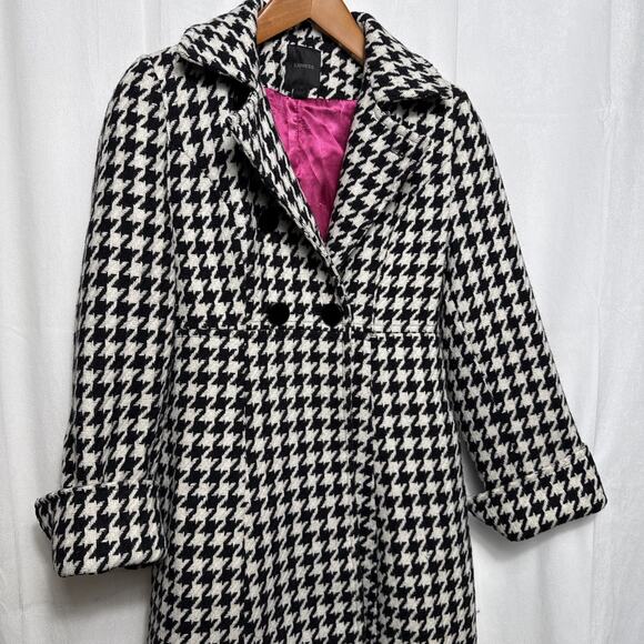 Y2K Express Wool Houndstooth Pea Coat Womens Small EUC Baby Doll Style Outerwear - Picture 3 of 12